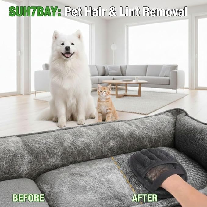 Upgraded Pet Hair Remover Gloves for Cats & Dogs