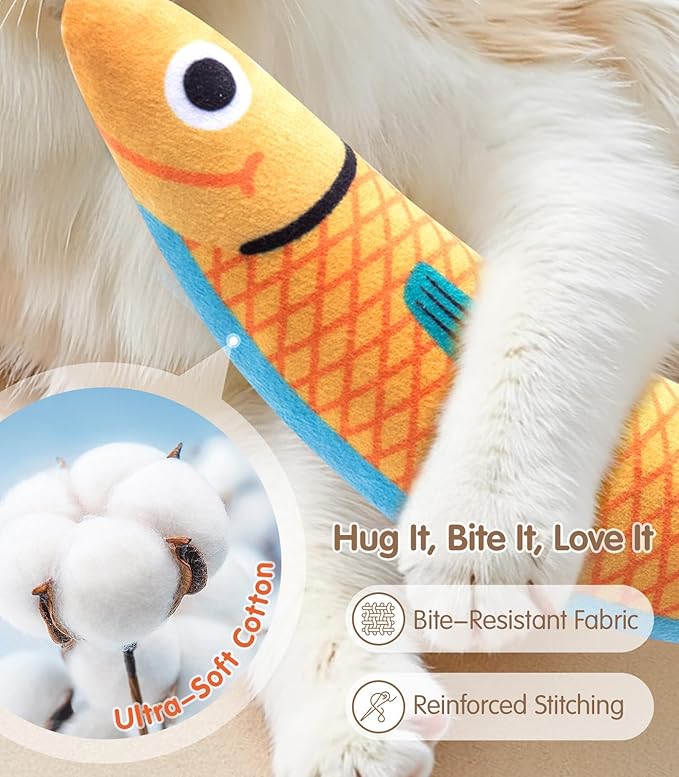 Cat Toys with[5000mg A+Natural Catnip &Silvervine] [Baby Grade] Interactive Soft Chew Kicker Cat Toys for Indoor Cats & Kittens,