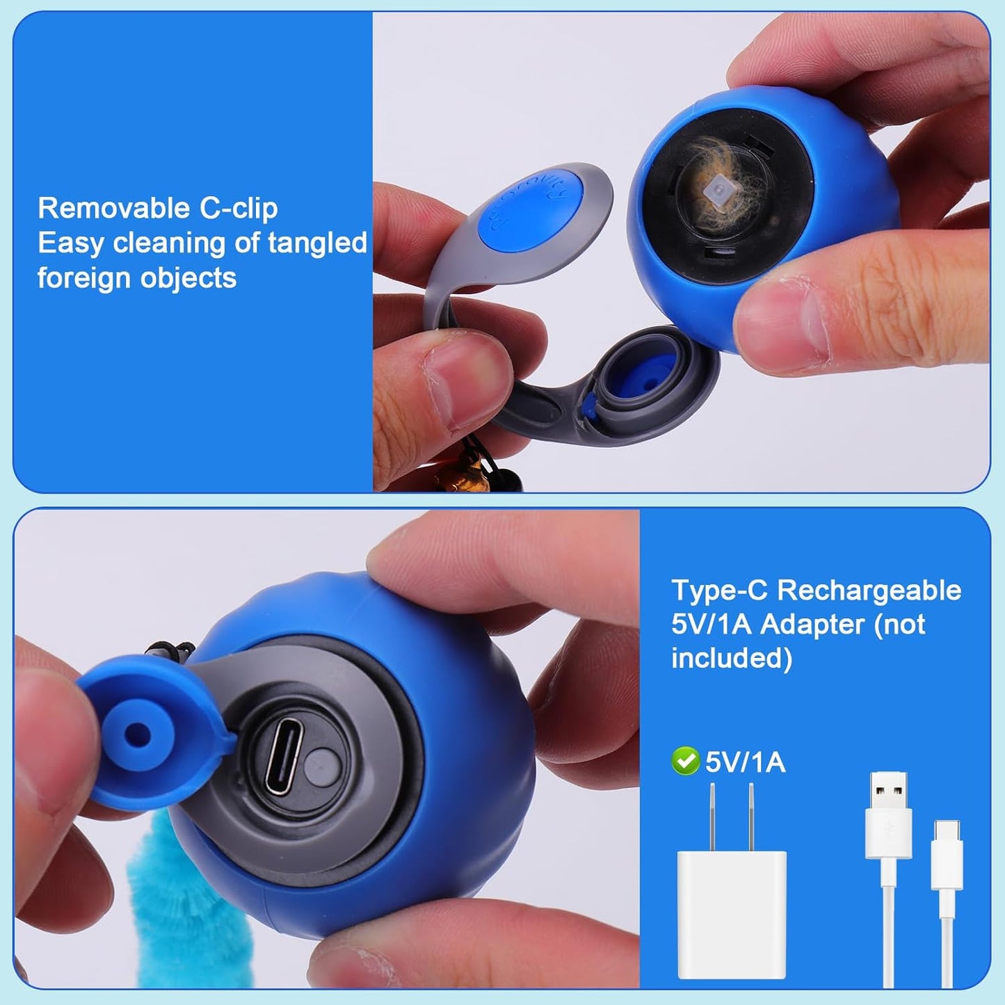 BABORUI Interactive Cat Toy Ball - Automatic Interactive Cat Toys for Indoor Cats with 3 Tails