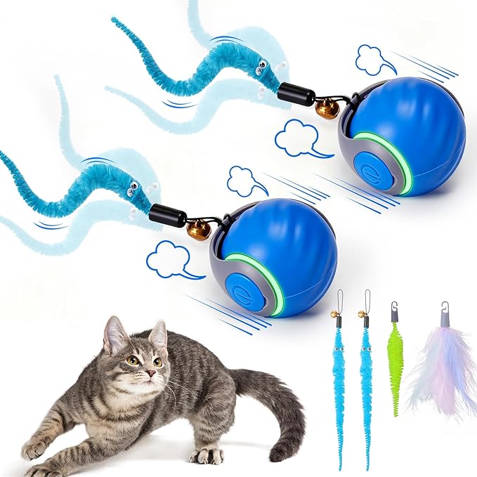 BABORUI Interactive Cat Toy Ball - Automatic Interactive Cat Toys for Indoor Cats with 3 Tails