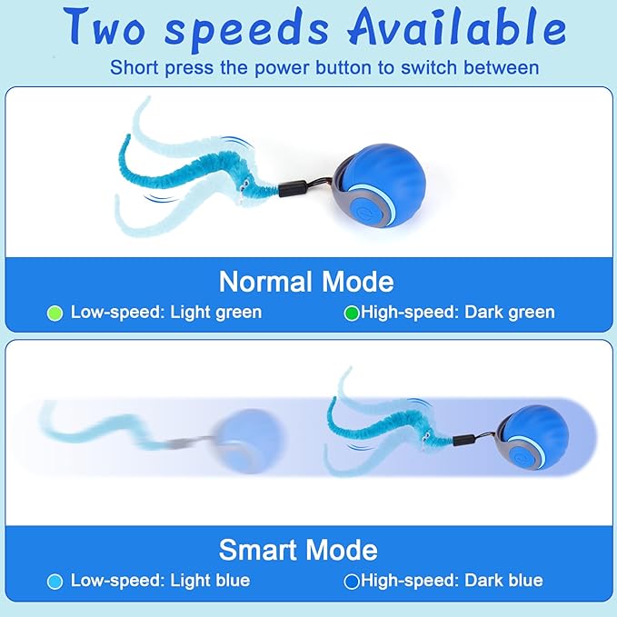 BABORUI Interactive Cat Toy Ball - Automatic Interactive Cat Toys for Indoor Cats with 3 Tails