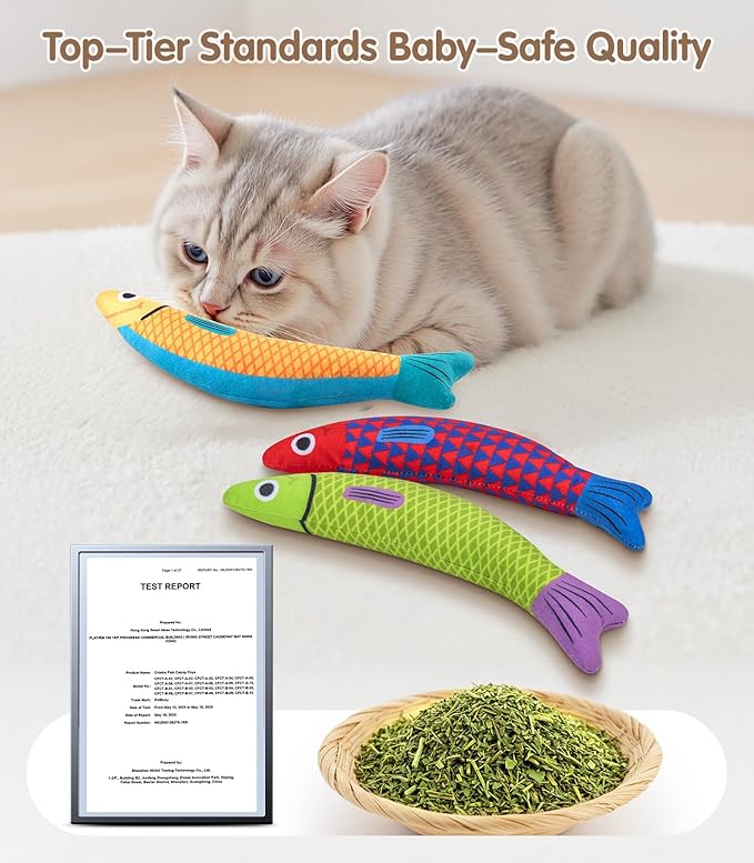 Cat Toys with[5000mg A+Natural Catnip &Silvervine] [Baby Grade] Interactive Soft Chew Kicker Cat Toys for Indoor Cats & Kittens,