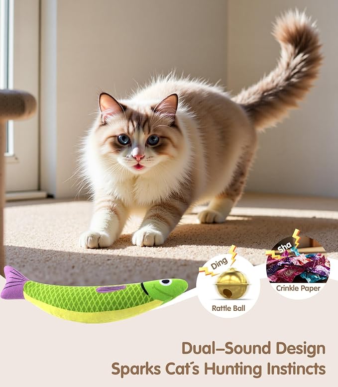 Cat Toys with[5000mg A+Natural Catnip &Silvervine] [Baby Grade] Interactive Soft Chew Kicker Cat Toys for Indoor Cats & Kittens,