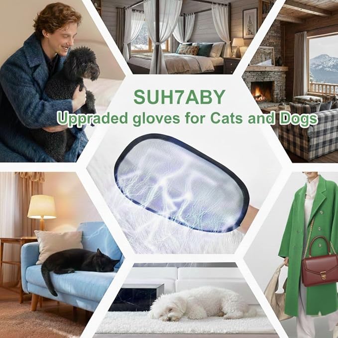 Upgraded Pet Hair Remover Gloves for Cats & Dogs