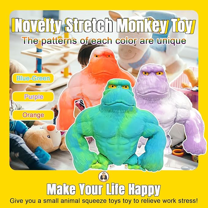 YHan Stretchy Monkey Fidget Toy Squishy Stress Relief for Kids & Adults